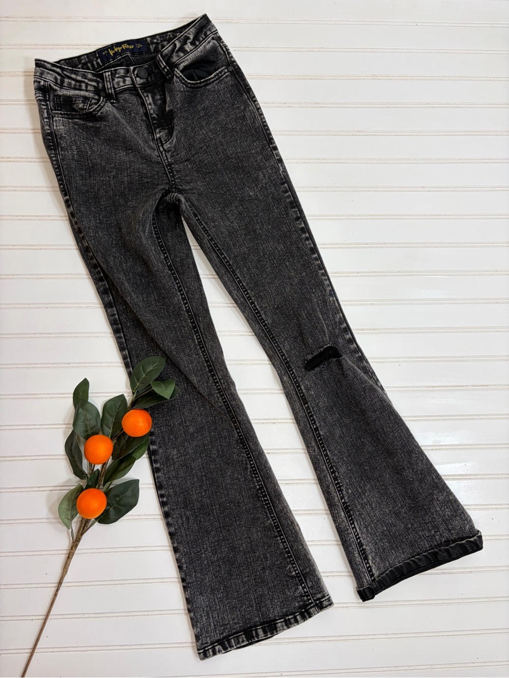 Indigo Rein Acid Wash Flare Leg Jeans